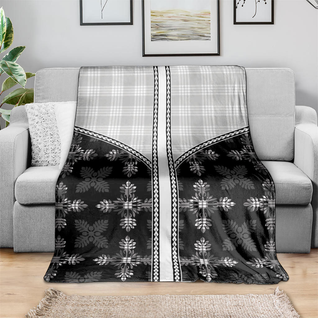 Black Hawaii Paniolo Quilt Motif Blanket