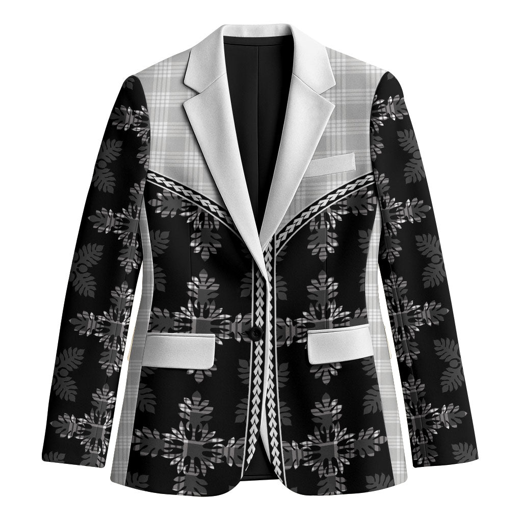 Black Hawaii Paniolo Quilt Motif Blazer LT05 Unisex Black - Polynesian Pride