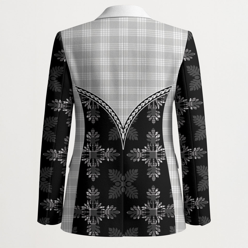 Black Hawaii Paniolo Quilt Motif Blazer