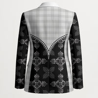 Black Hawaii Paniolo Quilt Motif Blazer