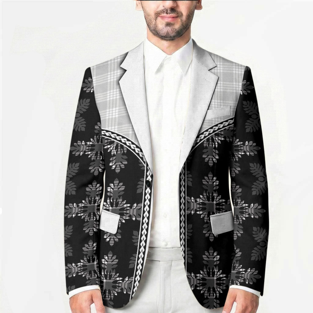 Black Hawaii Paniolo Quilt Motif Blazer