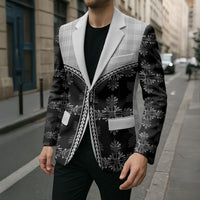 Black Hawaii Paniolo Quilt Motif Blazer