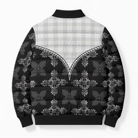 Black Hawaii Paniolo Quilt Motif Bomber Puffer Jacket
