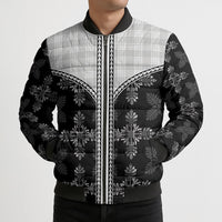 Black Hawaii Paniolo Quilt Motif Bomber Puffer Jacket