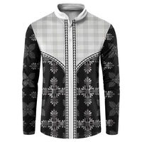 Black Hawaii Paniolo Quilt Motif Button Sweatshirt