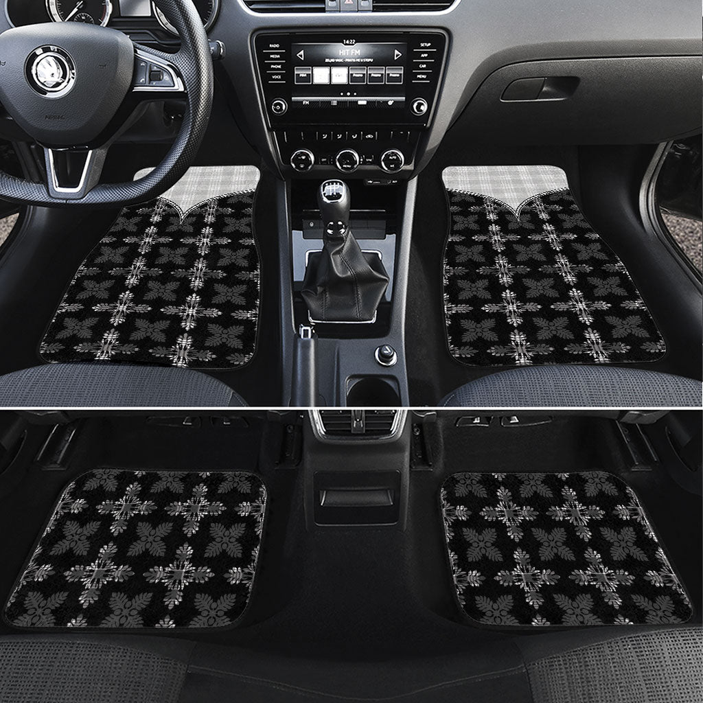 Black Hawaii Paniolo Quilt Motif Car Mats LT05 Set 4pcs Black - Polynesian Pride