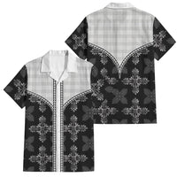 Black Hawaii Paniolo Quilt Motif Family Matching Puletasi and Hawaiian Shirt