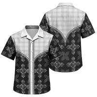 Black Hawaii Paniolo Quilt Motif Family Matching Puletasi and Hawaiian Shirt