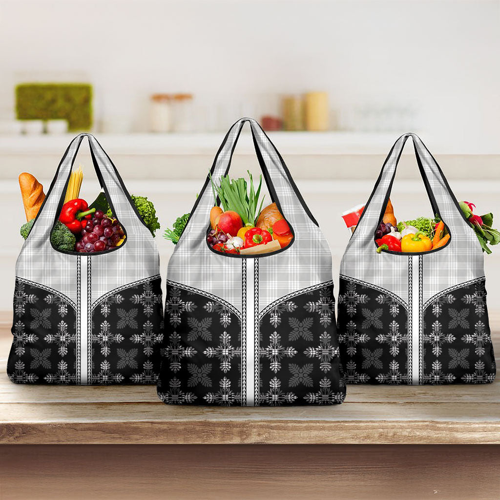 Black Hawaii Paniolo Quilt Motif Grocery Bag