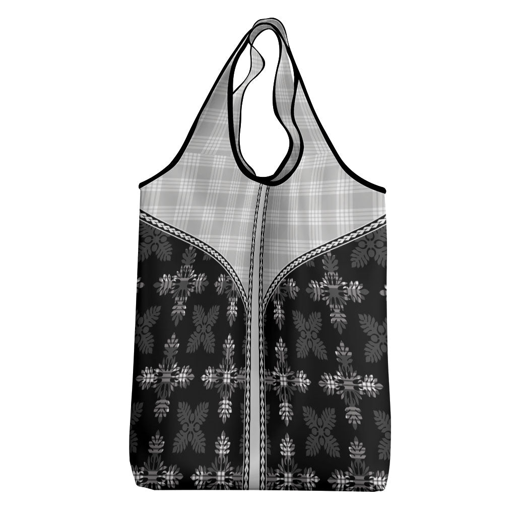 Black Hawaii Paniolo Quilt Motif Grocery Bag