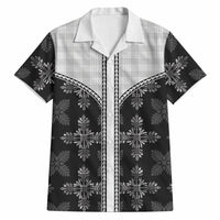 Black Hawaii Paniolo Quilt Motif Hawaiian Shirt