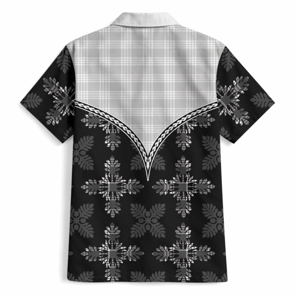 Black Hawaii Paniolo Quilt Motif Hawaiian Shirt