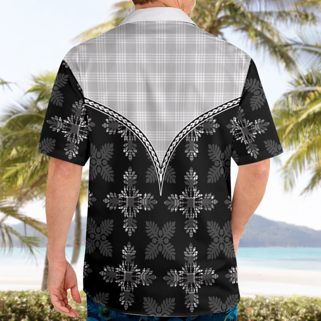 Black Hawaii Paniolo Quilt Motif Hawaiian Shirt