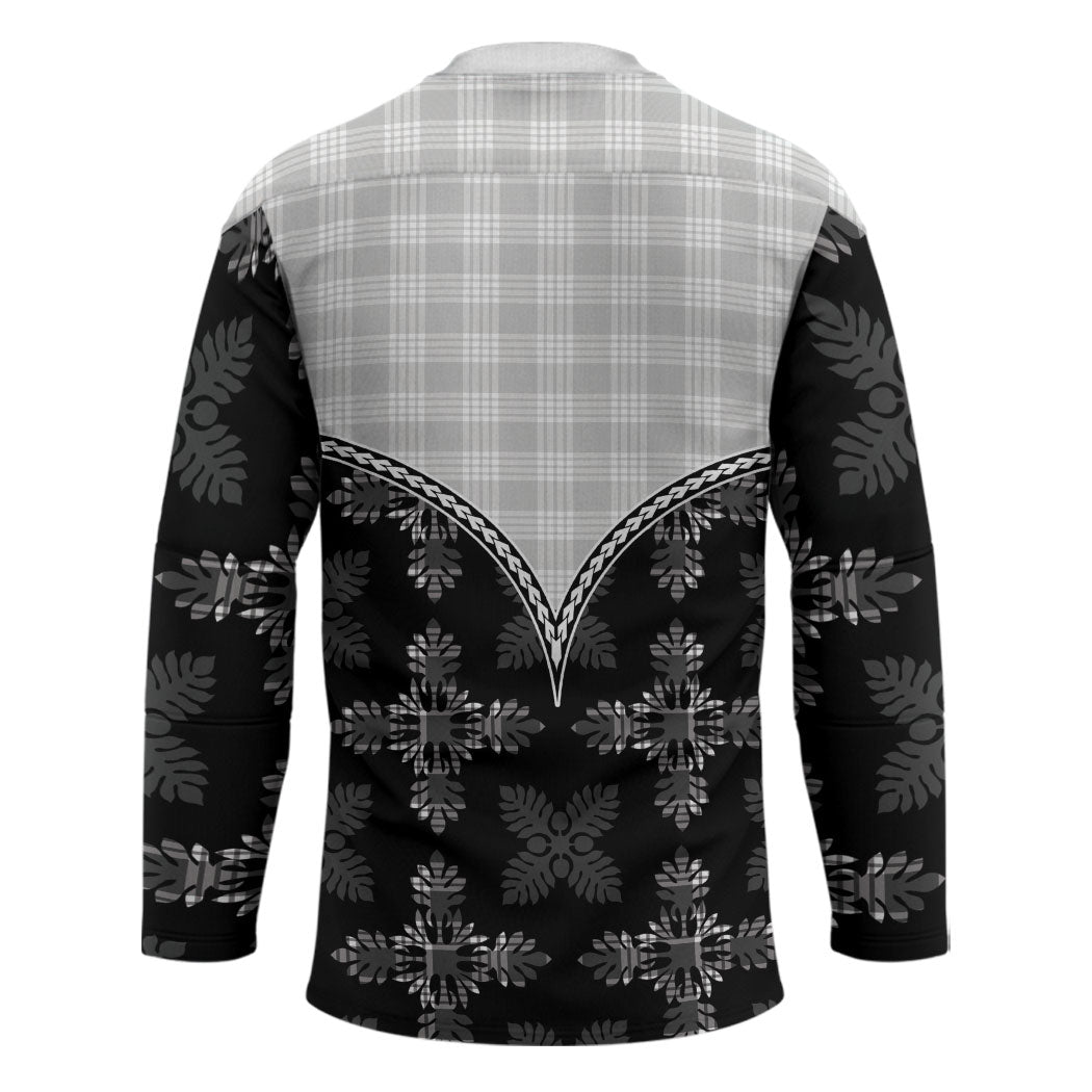 Black Hawaii Paniolo Quilt Motif Hockey Jersey