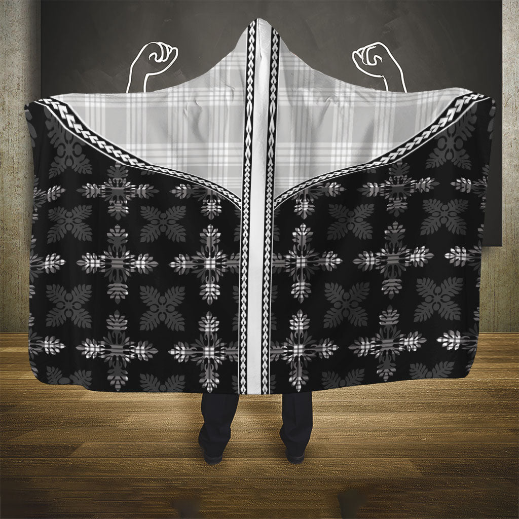 Black Hawaii Paniolo Quilt Motif Hooded Blanket