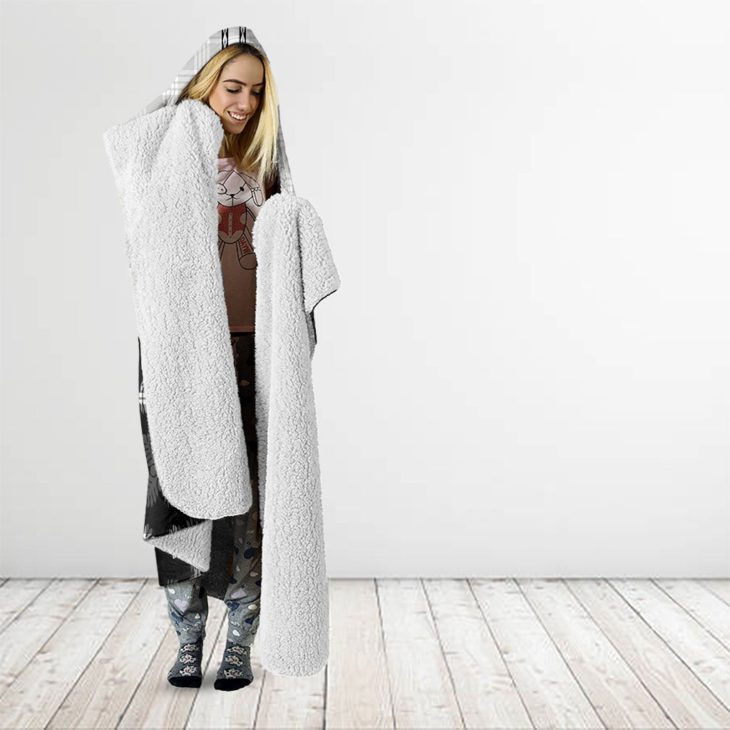 Black Hawaii Paniolo Quilt Motif Hooded Blanket