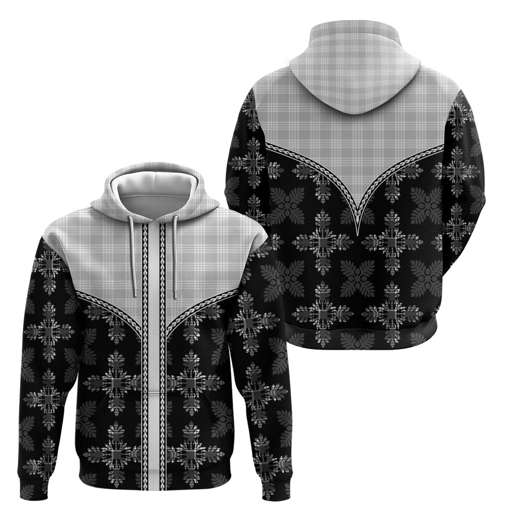 Black Hawaii Paniolo Quilt Motif Hoodie