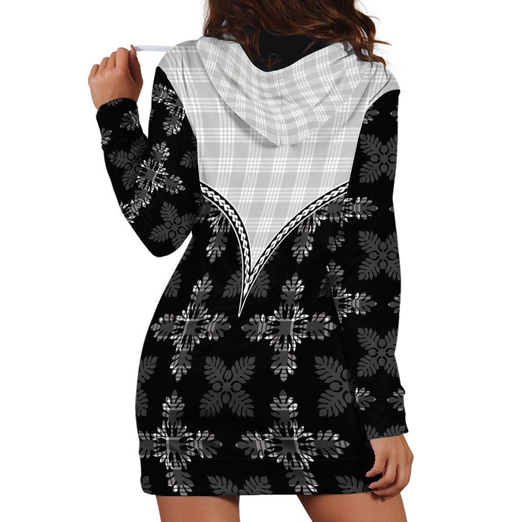 Black Hawaii Paniolo Quilt Motif Hoodie Dress