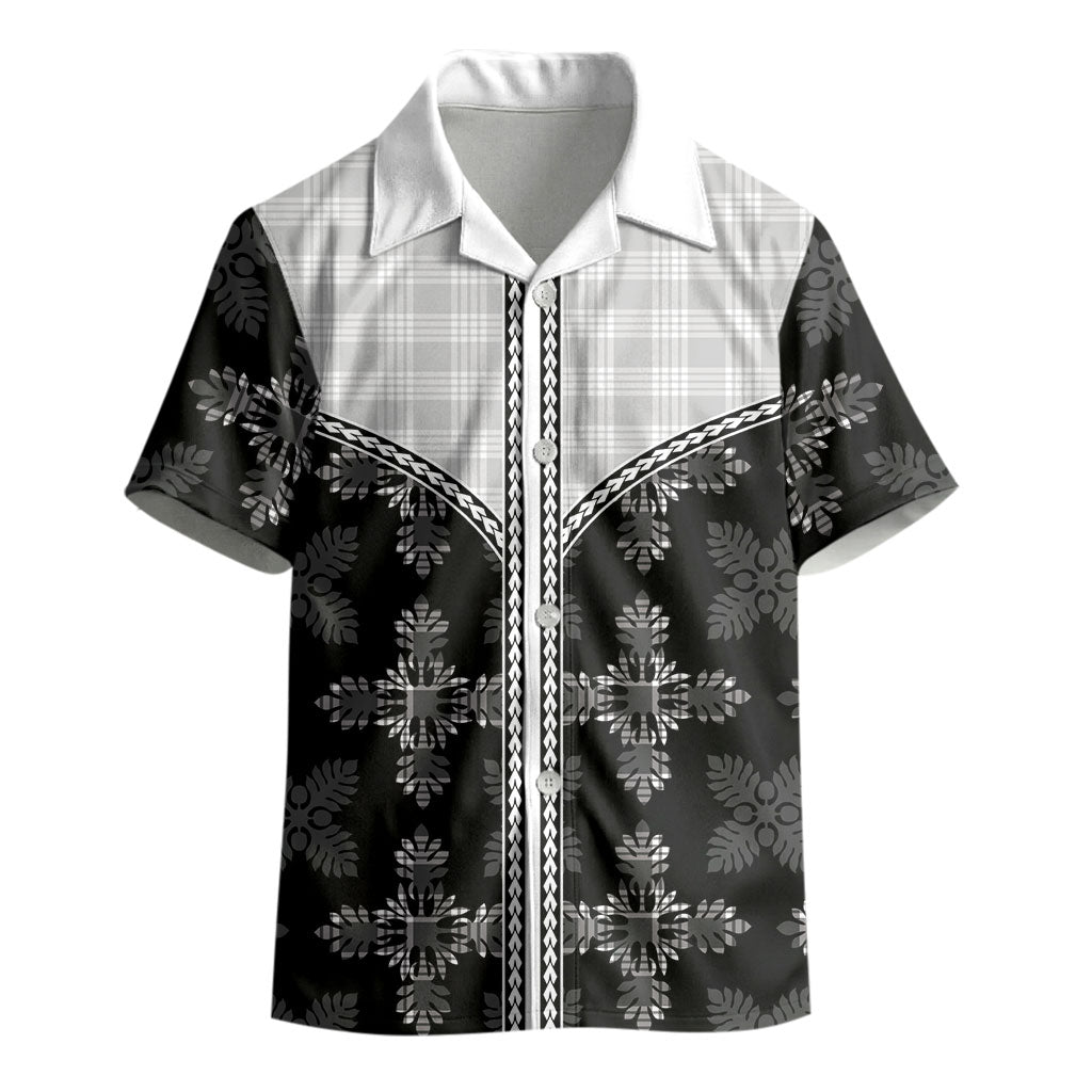 Black Hawaii Paniolo Quilt Motif Kid Hawaiian Shirt