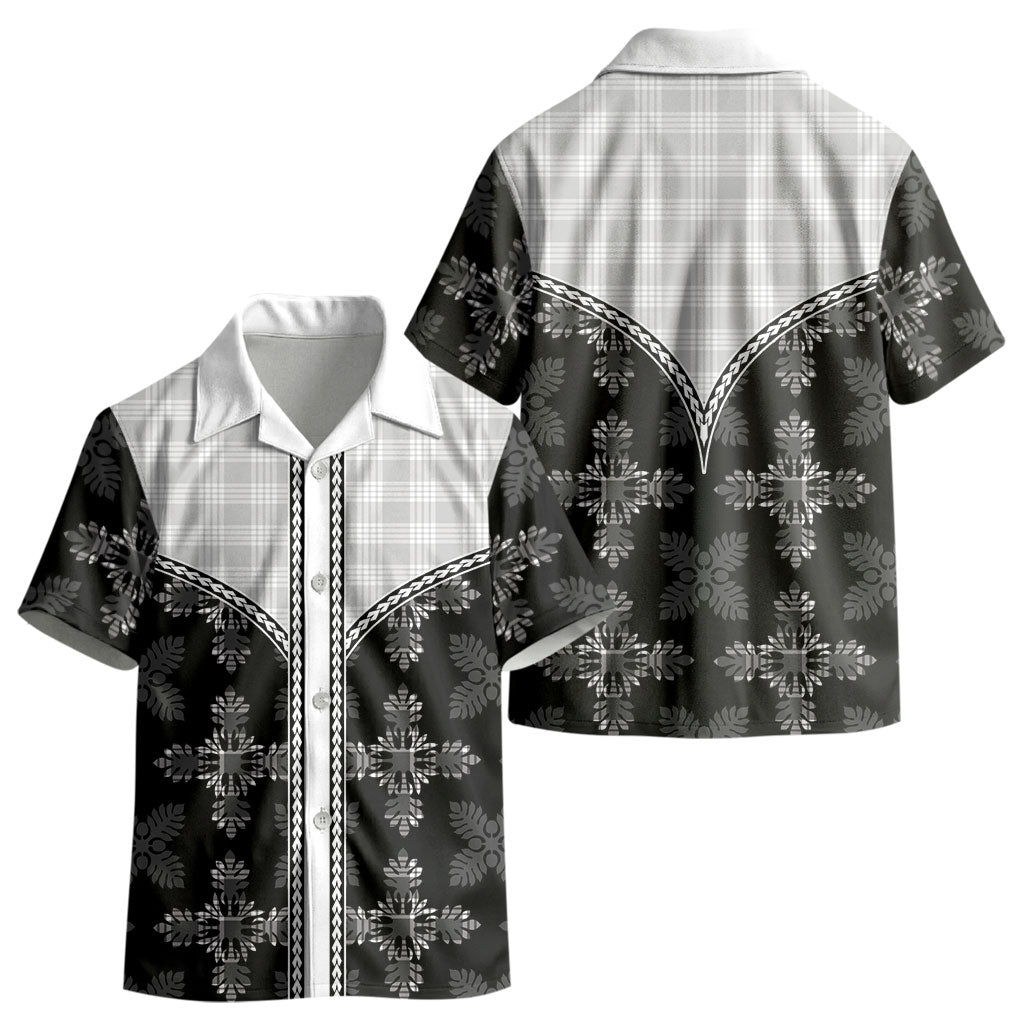 Black Hawaii Paniolo Quilt Motif Kid Hawaiian Shirt