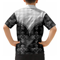 Black Hawaii Paniolo Quilt Motif Kid Hawaiian Shirt