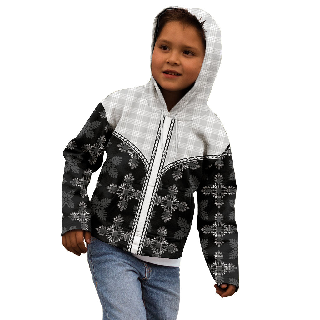 Black Hawaii Paniolo Quilt Motif Kid Hoodie