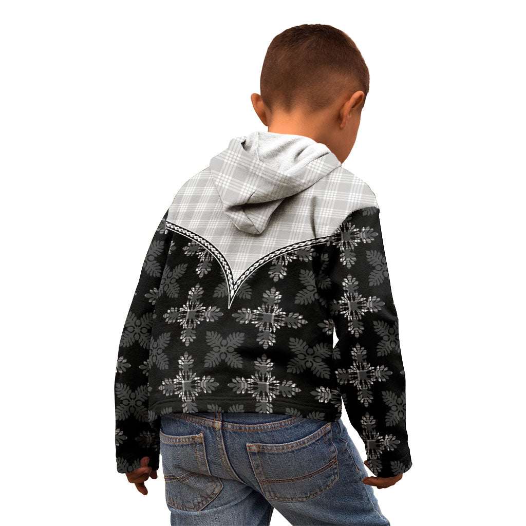 Black Hawaii Paniolo Quilt Motif Kid Hoodie