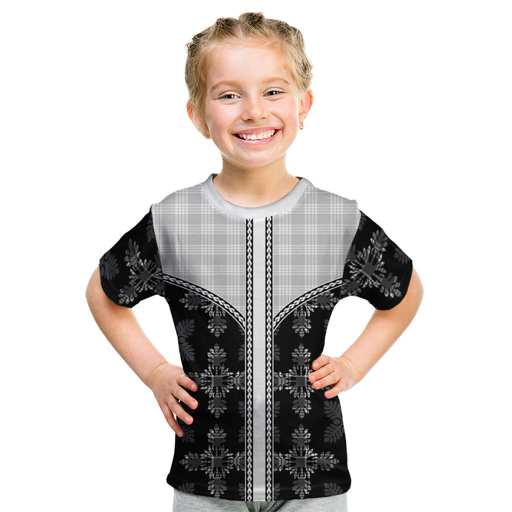 Black Hawaii Paniolo Quilt Motif Kid T Shirt