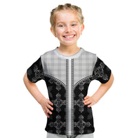 Black Hawaii Paniolo Quilt Motif Kid T Shirt
