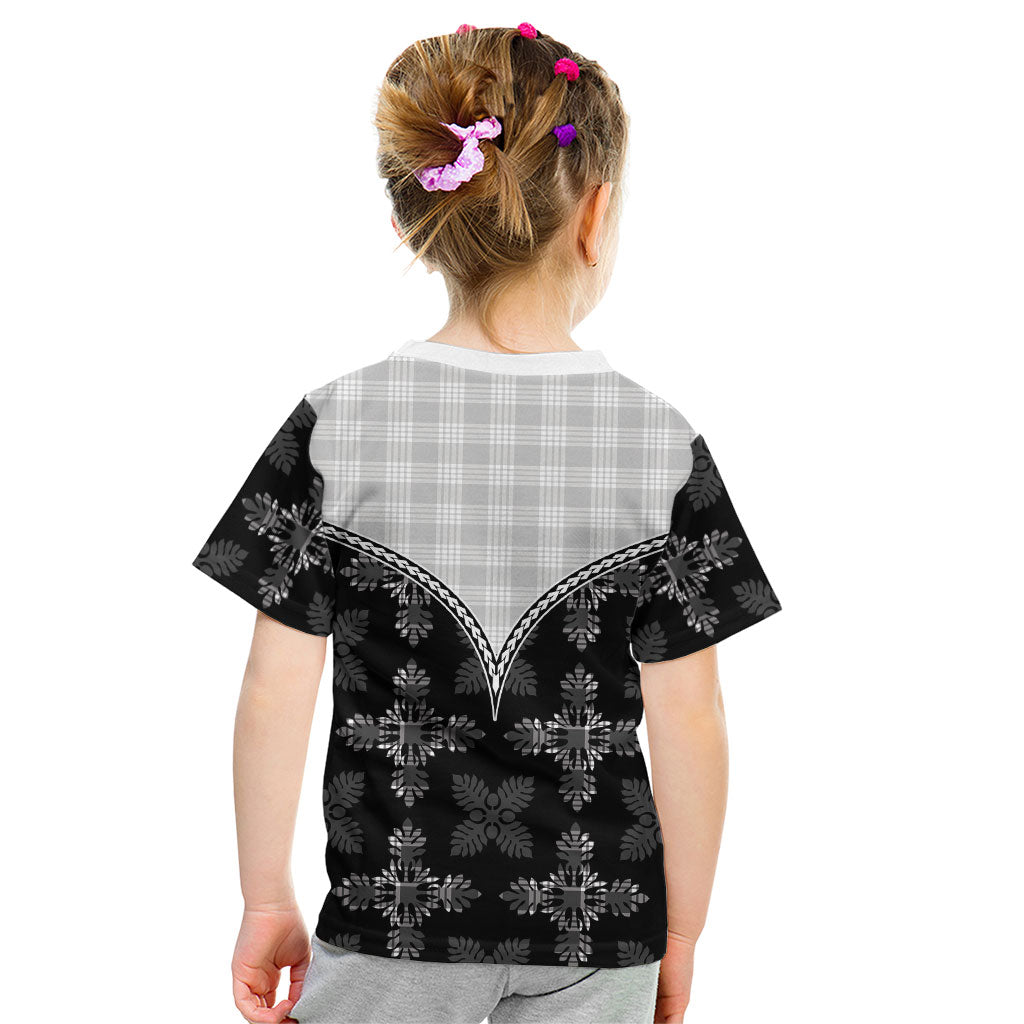 Black Hawaii Paniolo Quilt Motif Kid T Shirt
