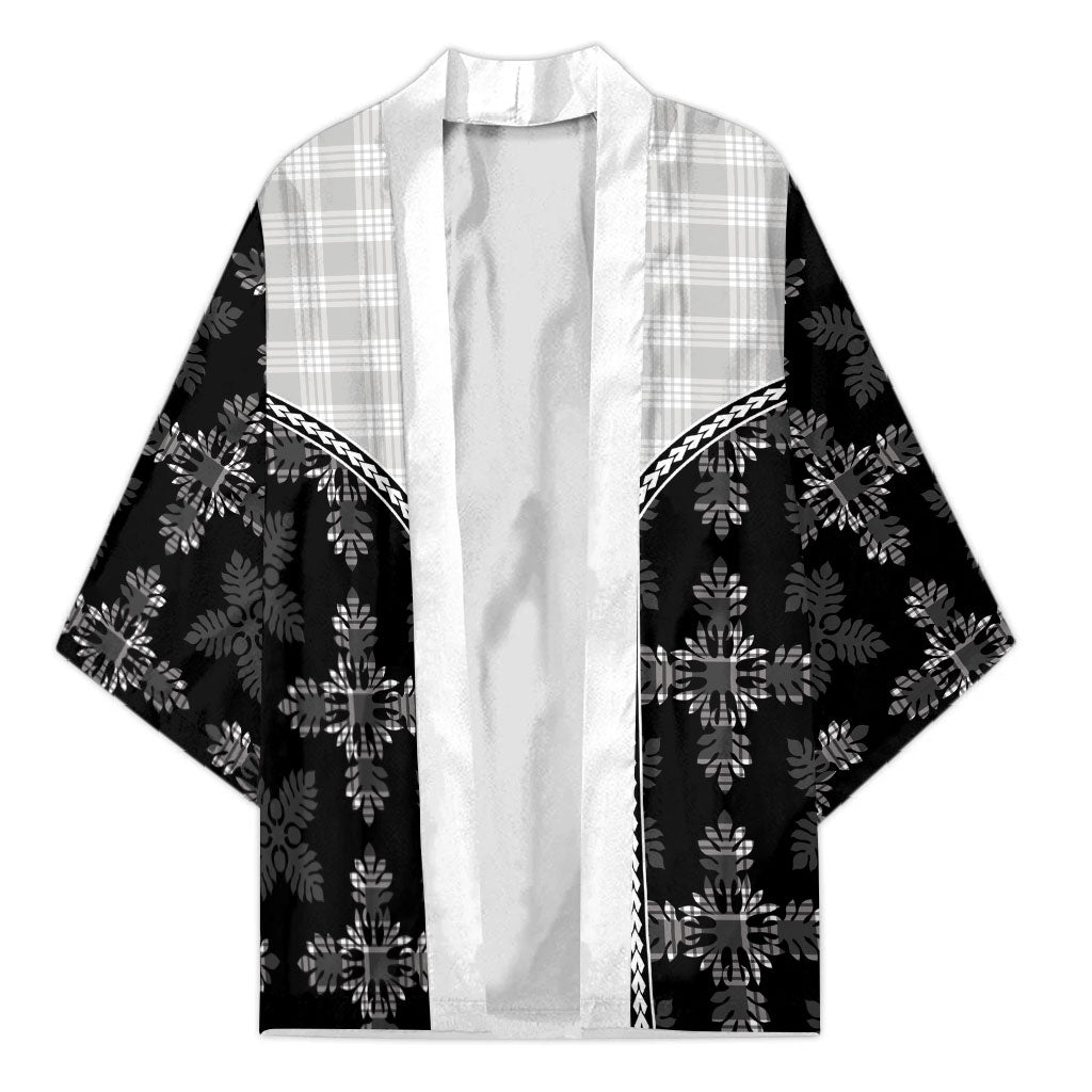 Black Hawaii Paniolo Quilt Motif Kimono LT05 Unisex Black - Polynesian Pride