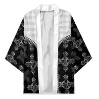 Black Hawaii Paniolo Quilt Motif Kimono