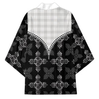Black Hawaii Paniolo Quilt Motif Kimono