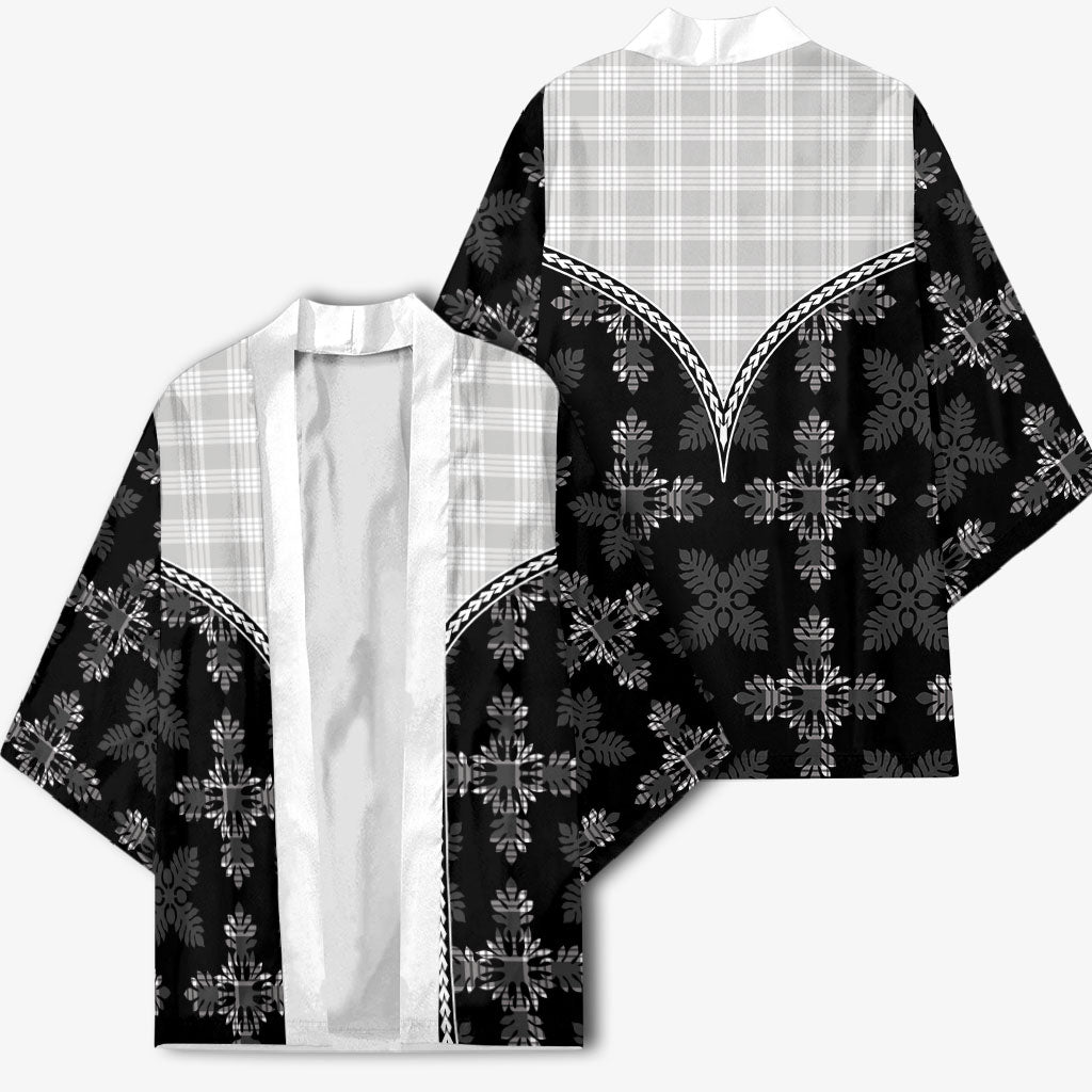 Black Hawaii Paniolo Quilt Motif Kimono