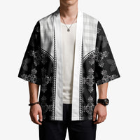 Black Hawaii Paniolo Quilt Motif Kimono