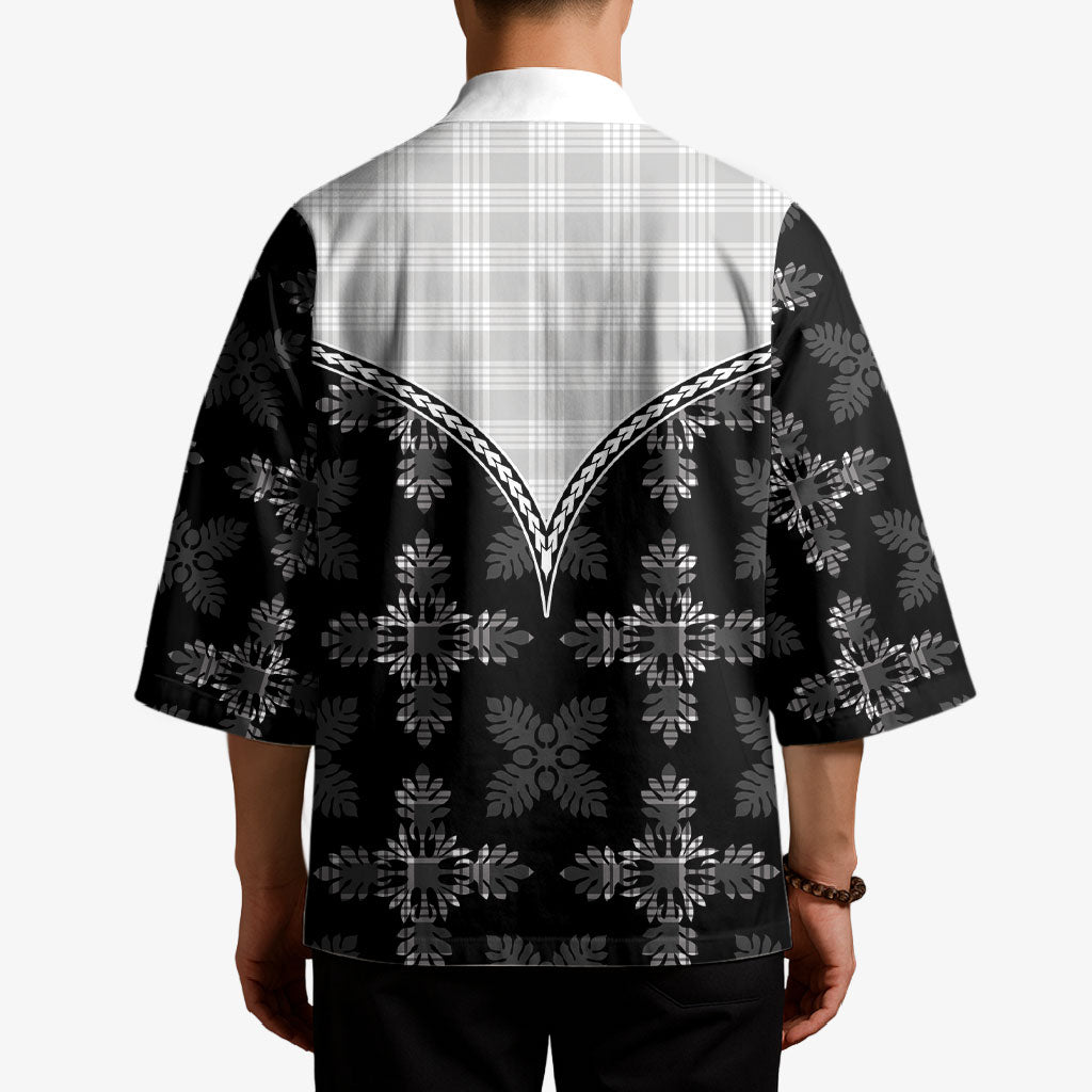 Black Hawaii Paniolo Quilt Motif Kimono