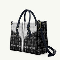Black Hawaii Paniolo Quilt Motif Leather Bag