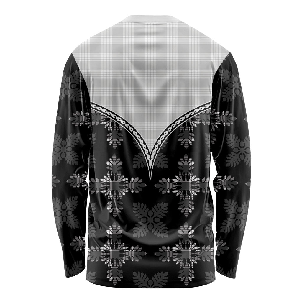 Black Hawaii Paniolo Quilt Motif Long Sleeve Shirt