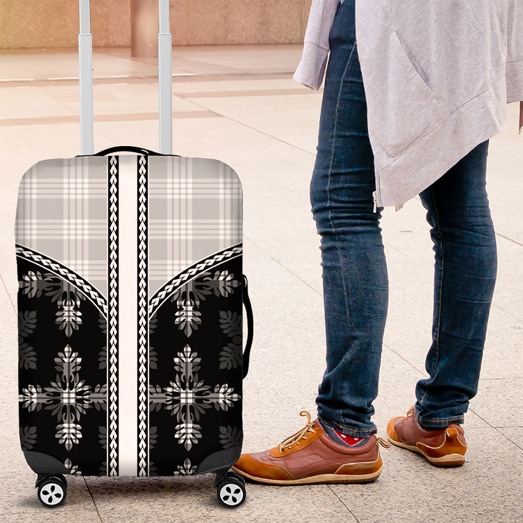 Black Hawaii Paniolo Quilt Motif Luggage Cover LT05 Black - Polynesian Pride