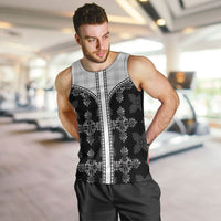 Black Hawaii Paniolo Quilt Motif Men Tank Top