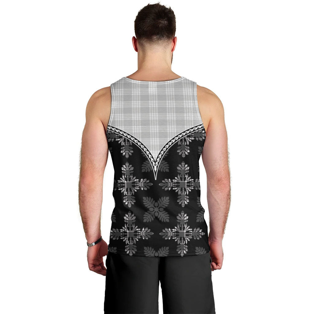 Black Hawaii Paniolo Quilt Motif Men Tank Top