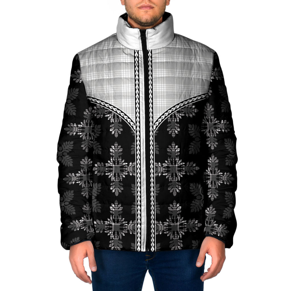 Black Hawaii Paniolo Quilt Motif Padded Jacket