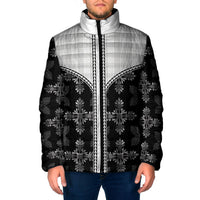 Black Hawaii Paniolo Quilt Motif Padded Jacket