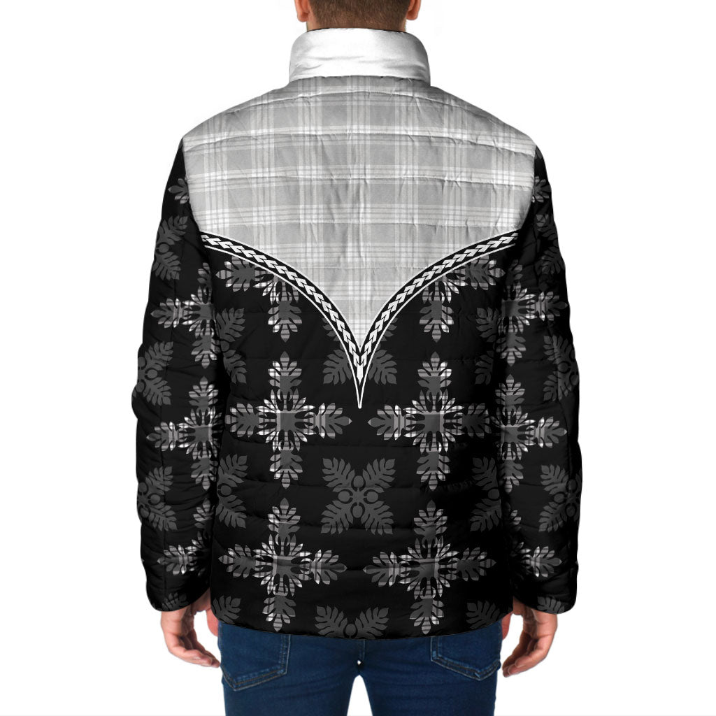 Black Hawaii Paniolo Quilt Motif Padded Jacket
