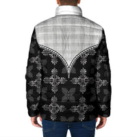Black Hawaii Paniolo Quilt Motif Padded Jacket