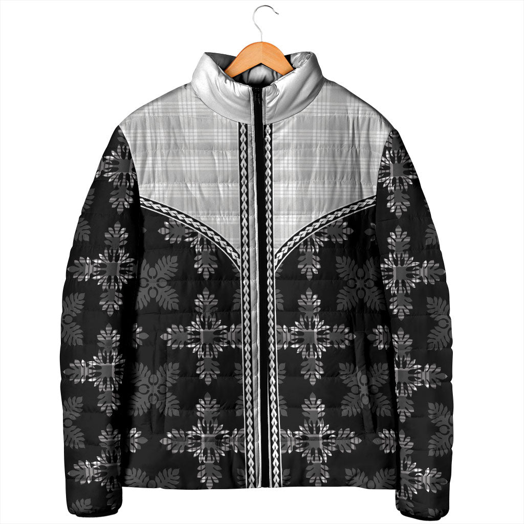 Black Hawaii Paniolo Quilt Motif Padded Jacket