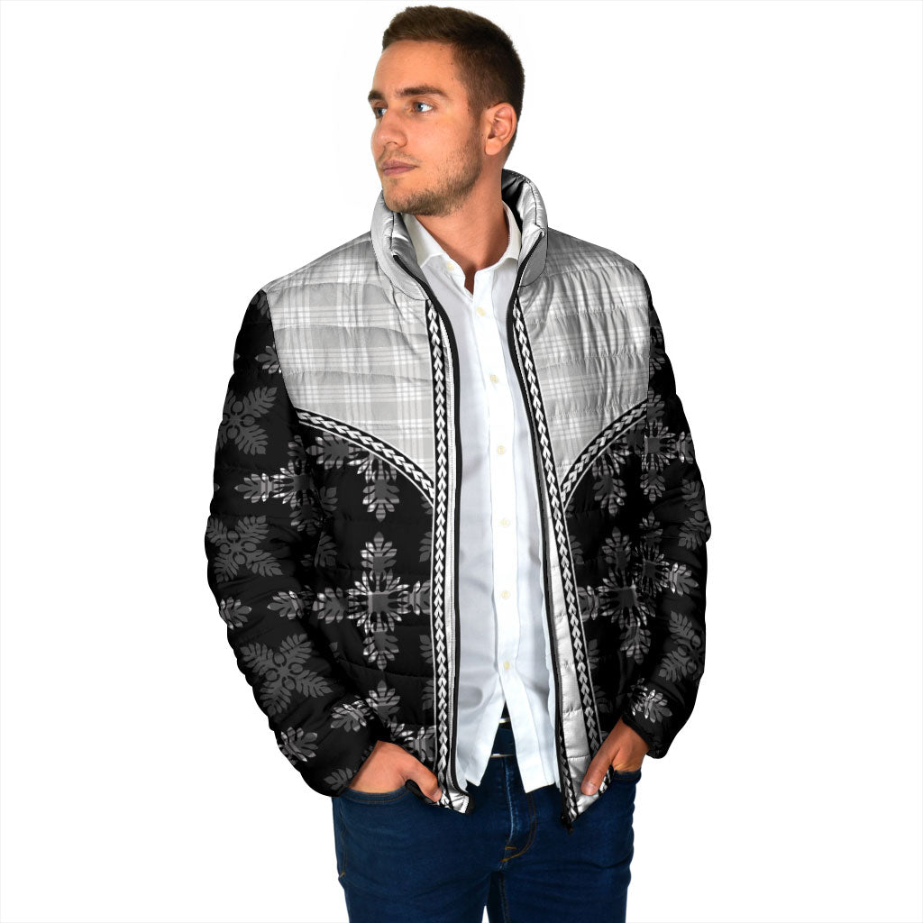 Black Hawaii Paniolo Quilt Motif Padded Jacket