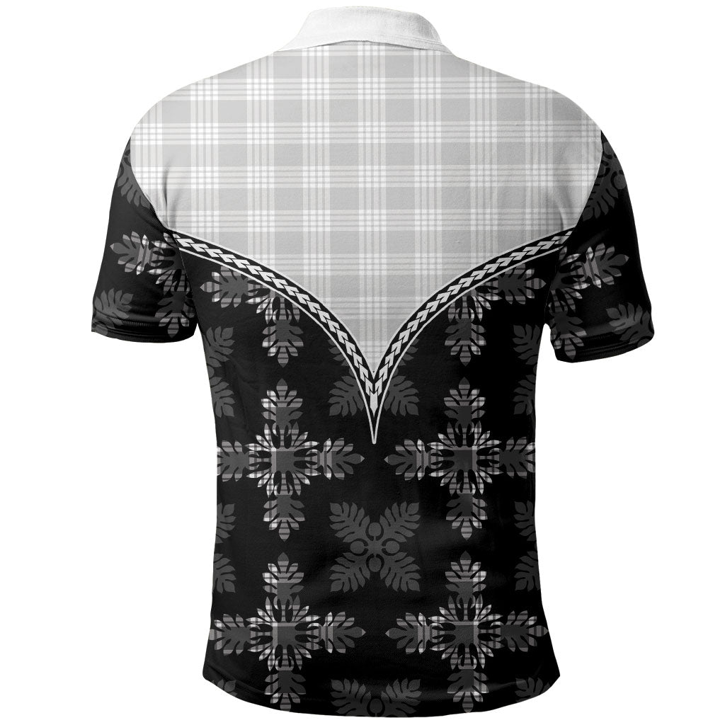 Black Hawaii Paniolo Quilt Motif Polo Shirt