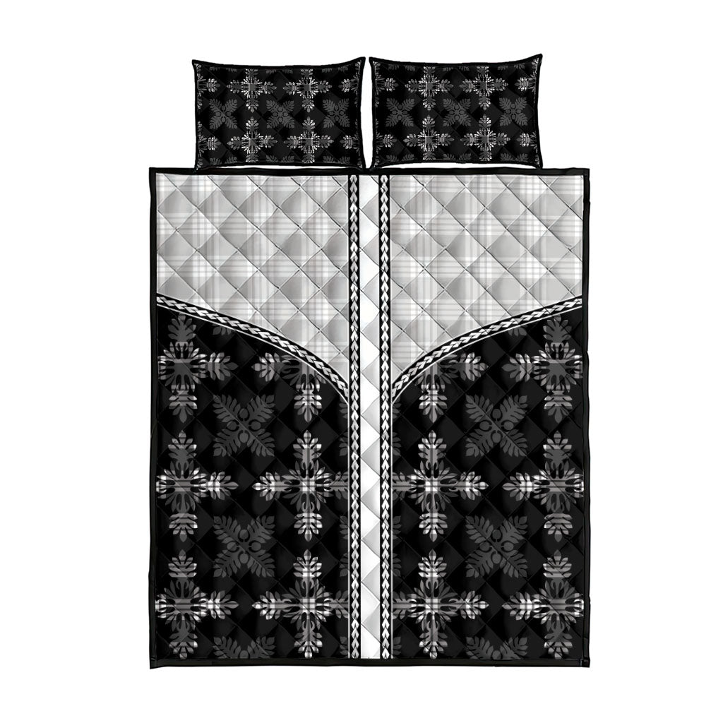 Black Hawaii Paniolo Quilt Motif Quilt Bed Set