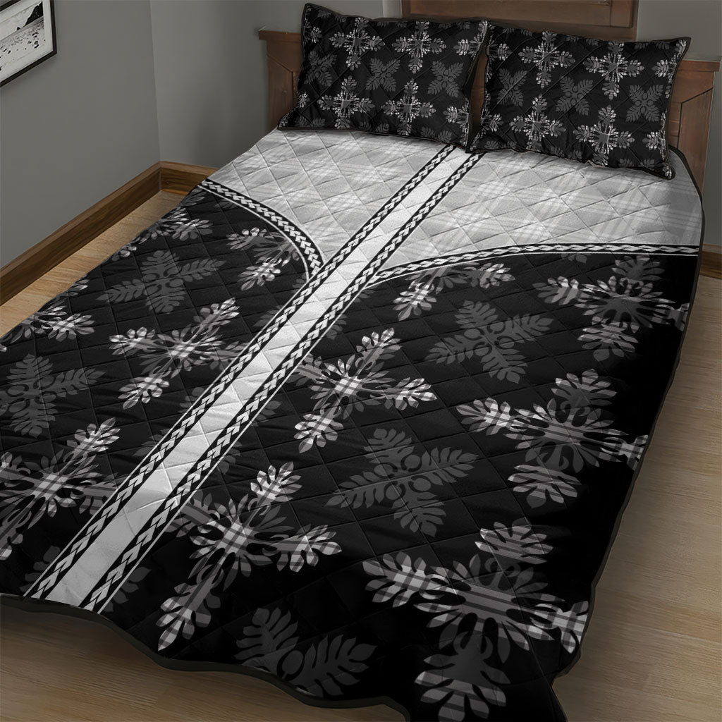Black Hawaii Paniolo Quilt Motif Quilt Bed Set